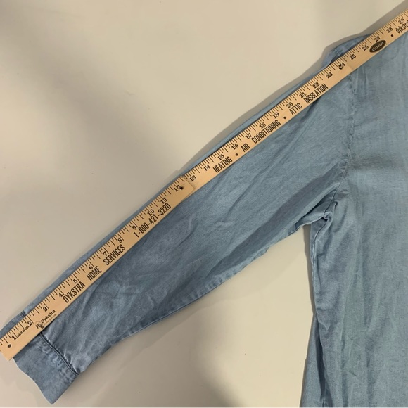 J.Jill XL Light Wash Chambray Denim Tunic Top V Neck Long Sleeve Relaxed Fit - Picture 8 of 9